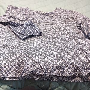 Croft & Barrow Blue Patterned Top, Size XXL